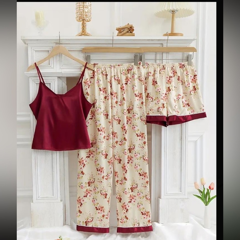 3 pieces of floral satin pajama